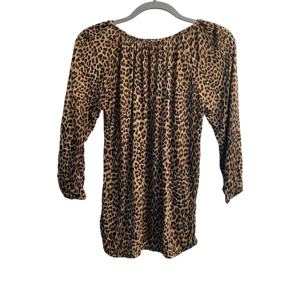 Michael Kors Women's XS Signature Collection Leopard Print 3/4‎ Sleeve Blouse